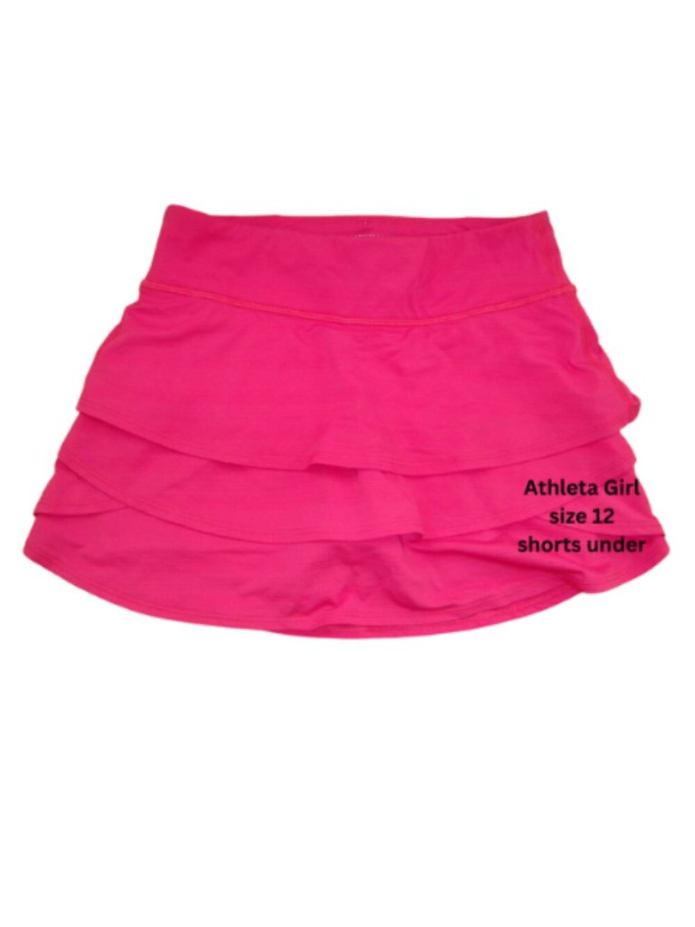 Athleta Girl tiered tennis pink skirt with built in short drawstring size 12